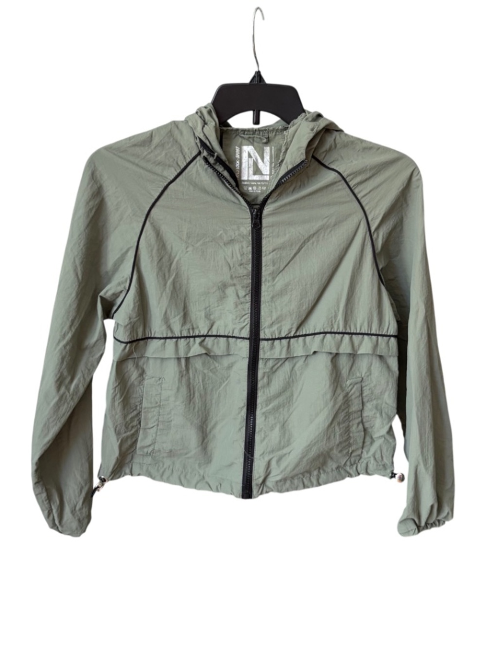 Sage Green Cropped Windbreaker Jacket